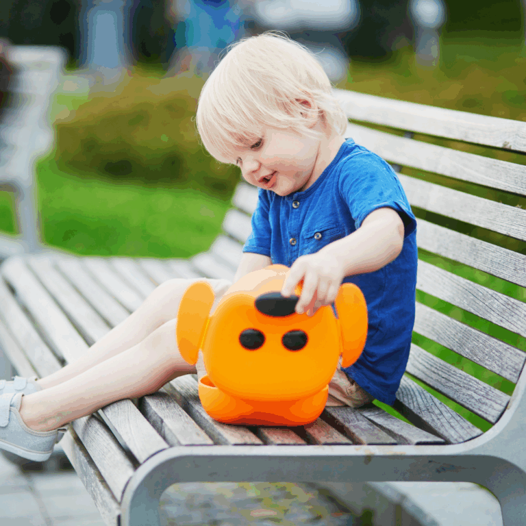 A child practicing opening their lunch box