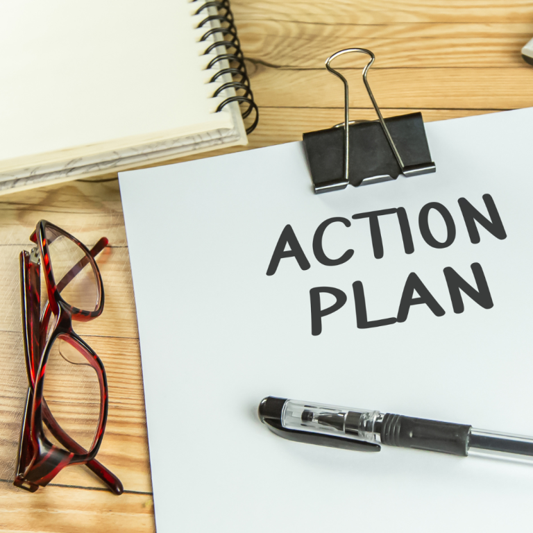 A action plan written on a notepad