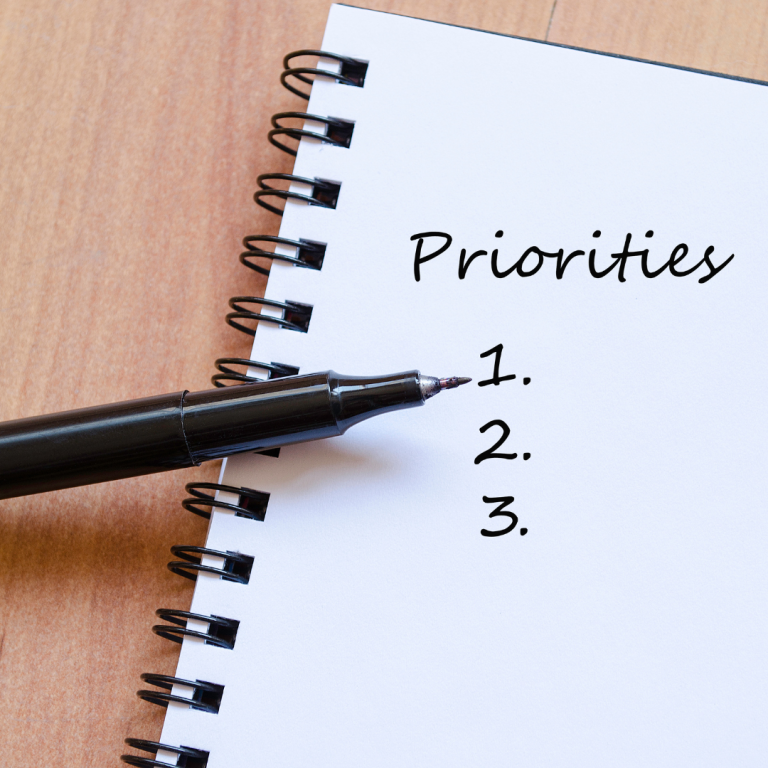 Priorities on a list handwritten