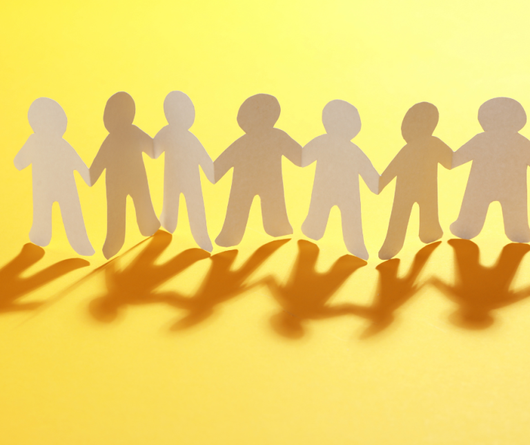 A paper chain of people to represent a team