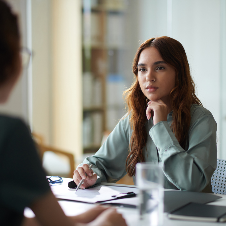 A manager and a member of staff having an open conversation