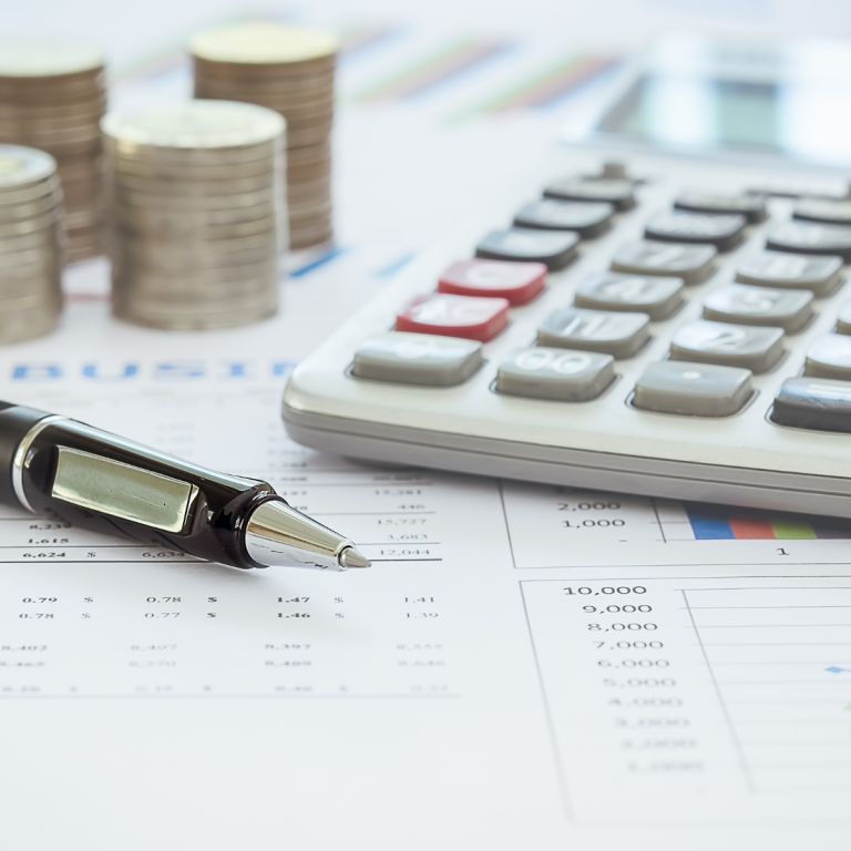 A pen, a calculator and money